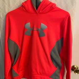 Under Armour Girl's Orange and Silver hooded jacket YXL